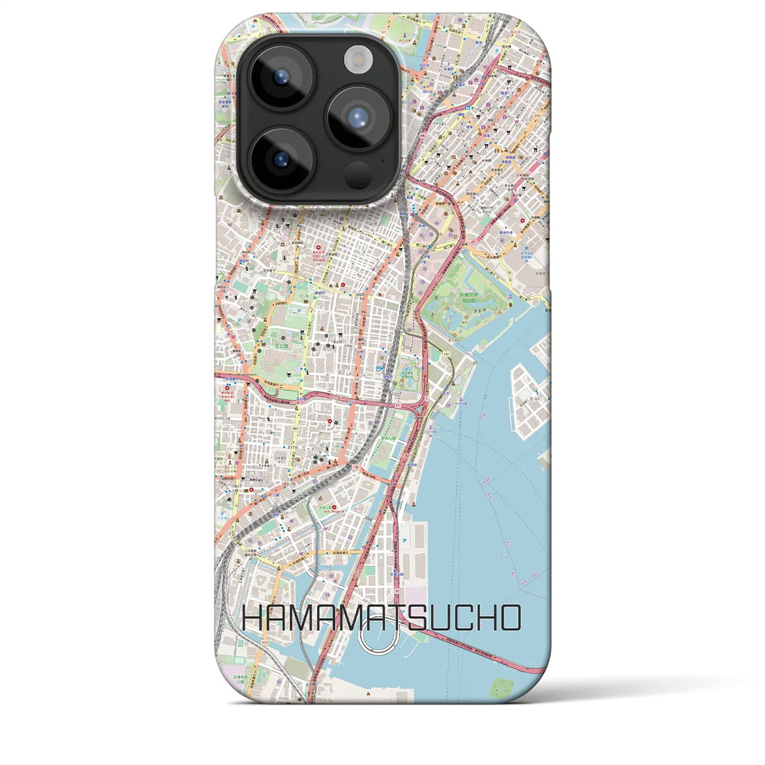 【浜松町】地図柄iPhoneケース（バックカバータイプ・ナチュラル）iPhone 15 Pro Max 用