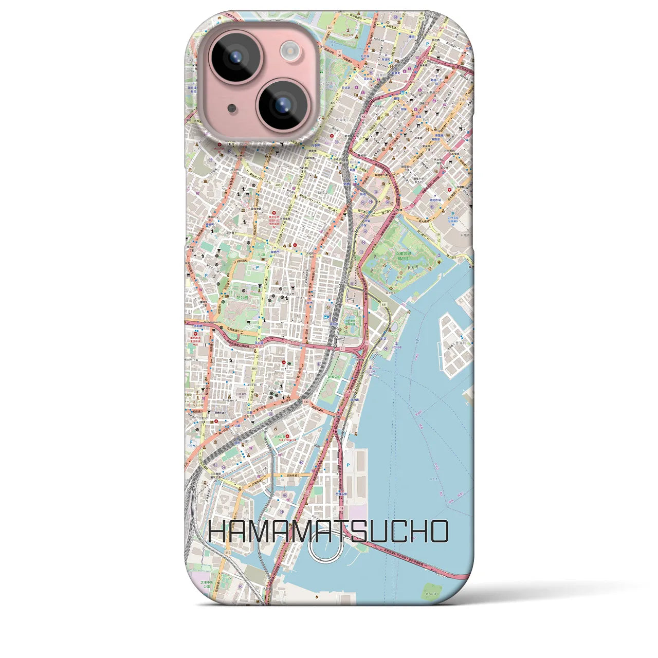 【浜松町】地図柄iPhoneケース（バックカバータイプ・ナチュラル）iPhone 15 Plus 用