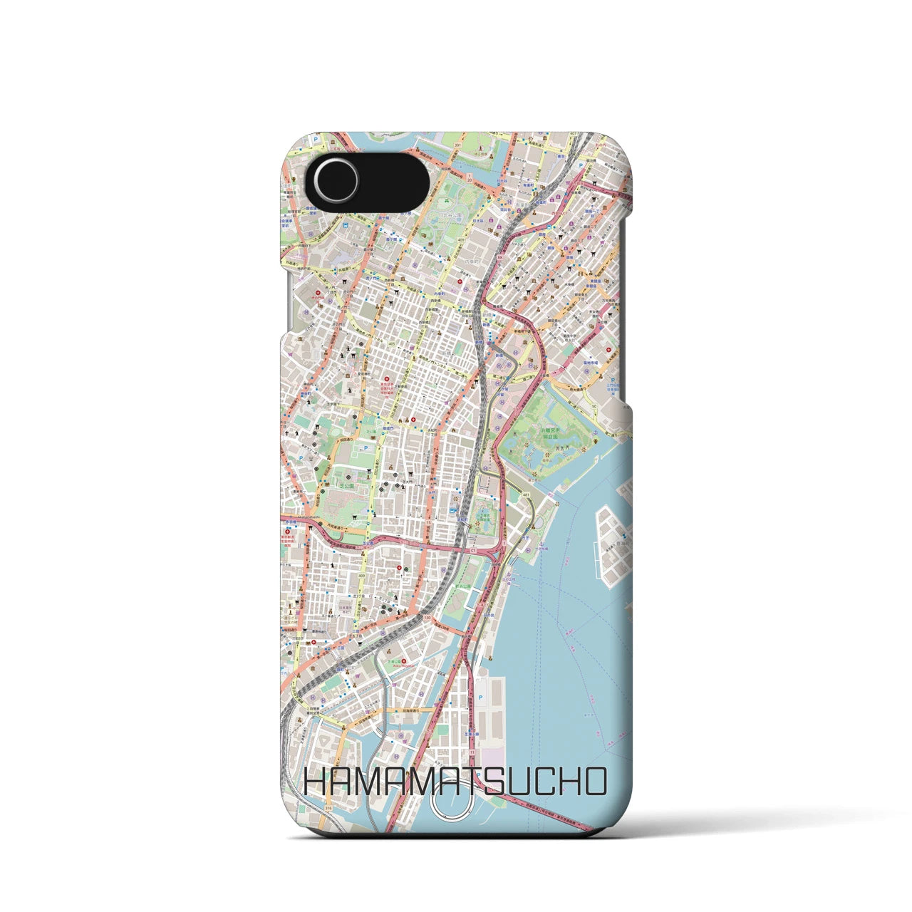 【浜松町】地図柄iPhoneケース（バックカバータイプ・ナチュラル）iPhone SE（第3 / 第2世代） / 8 / 7 / 6s / 6 用