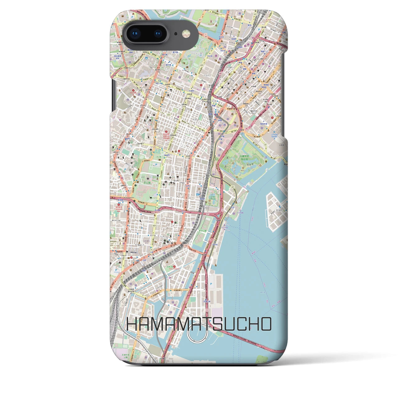 【浜松町】地図柄iPhoneケース（バックカバータイプ・ナチュラル）iPhone 8Plus /7Plus / 6sPlus / 6Plus 用