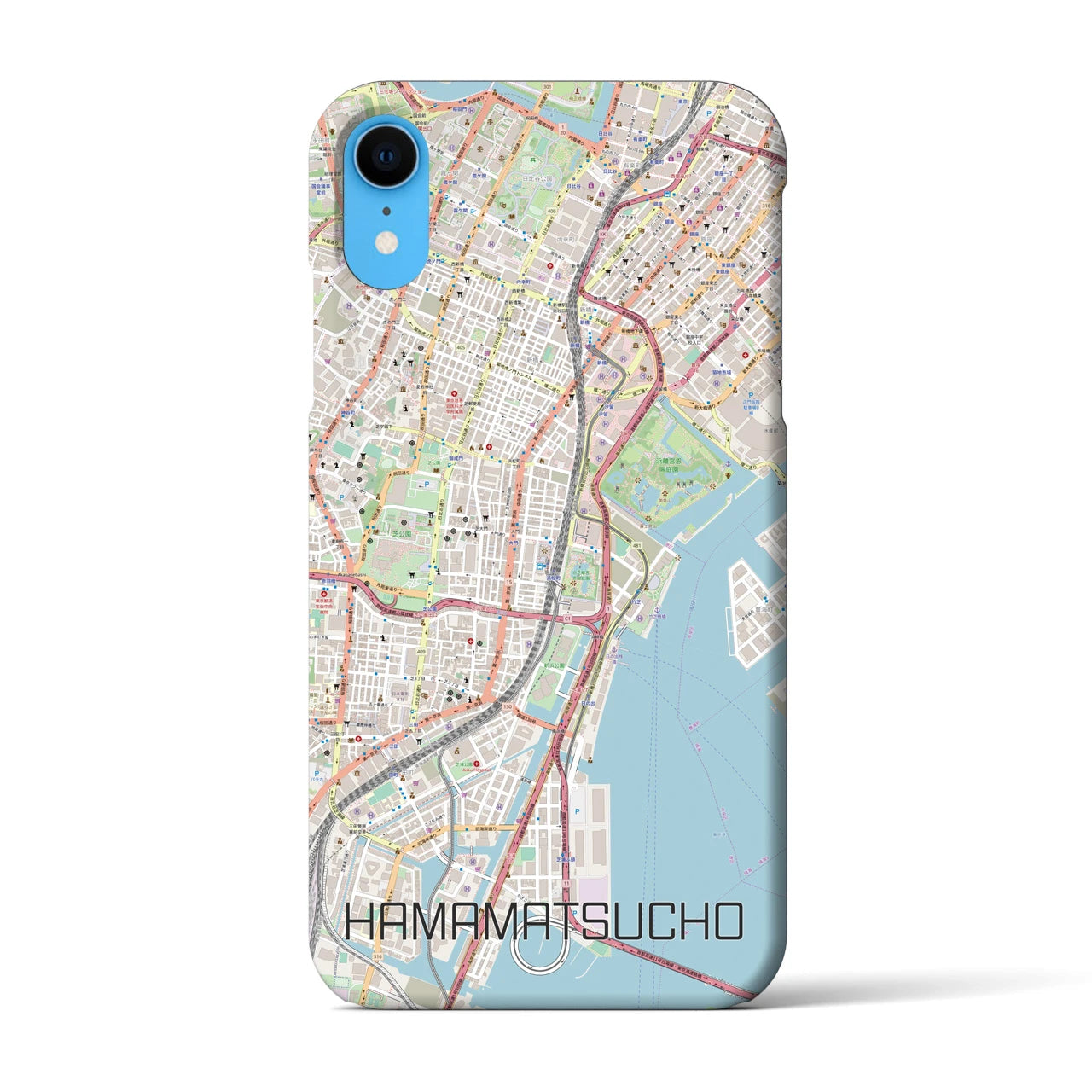 【浜松町】地図柄iPhoneケース（バックカバータイプ・ナチュラル）iPhone XR 用
