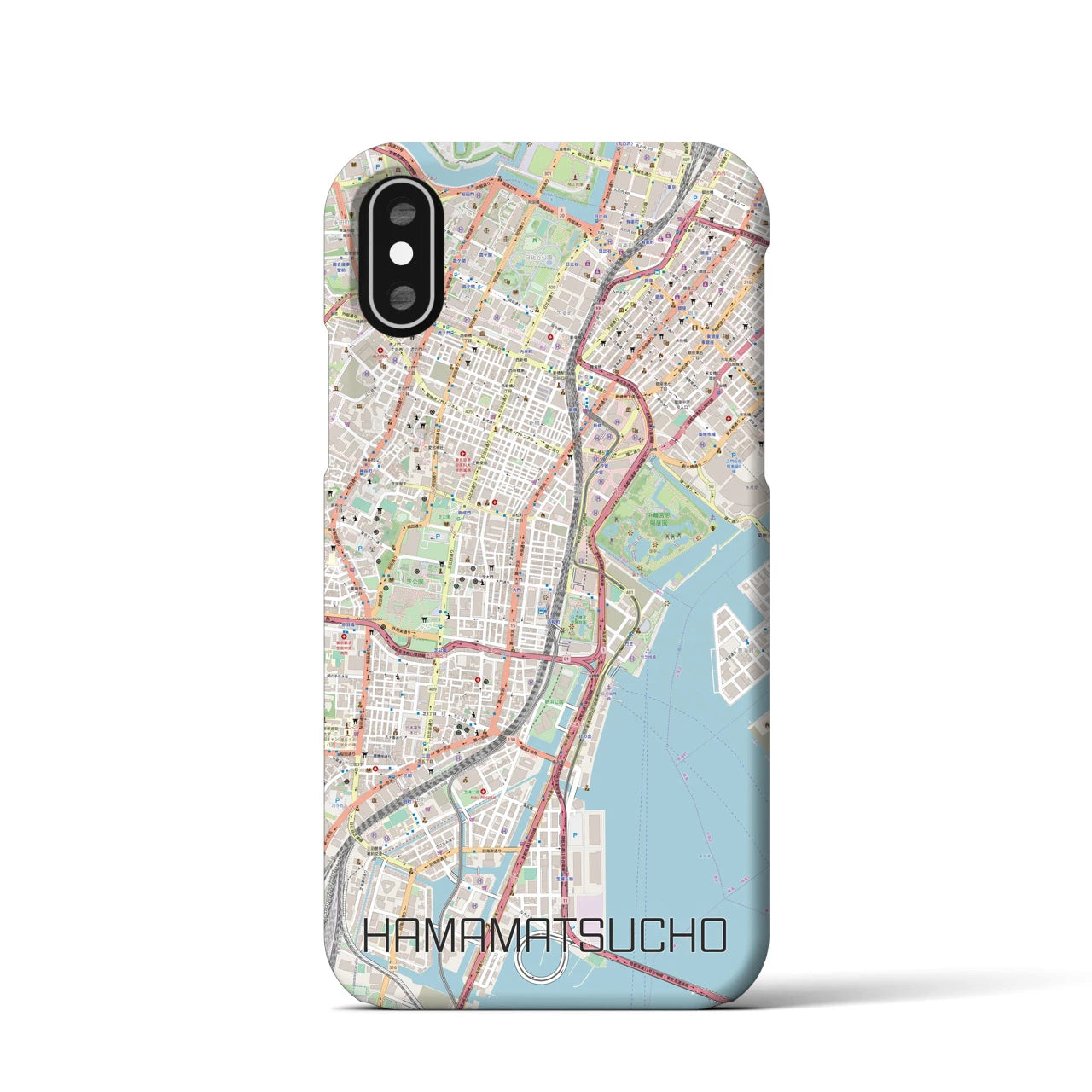【浜松町】地図柄iPhoneケース（バックカバータイプ・ナチュラル）iPhone XS / X 用