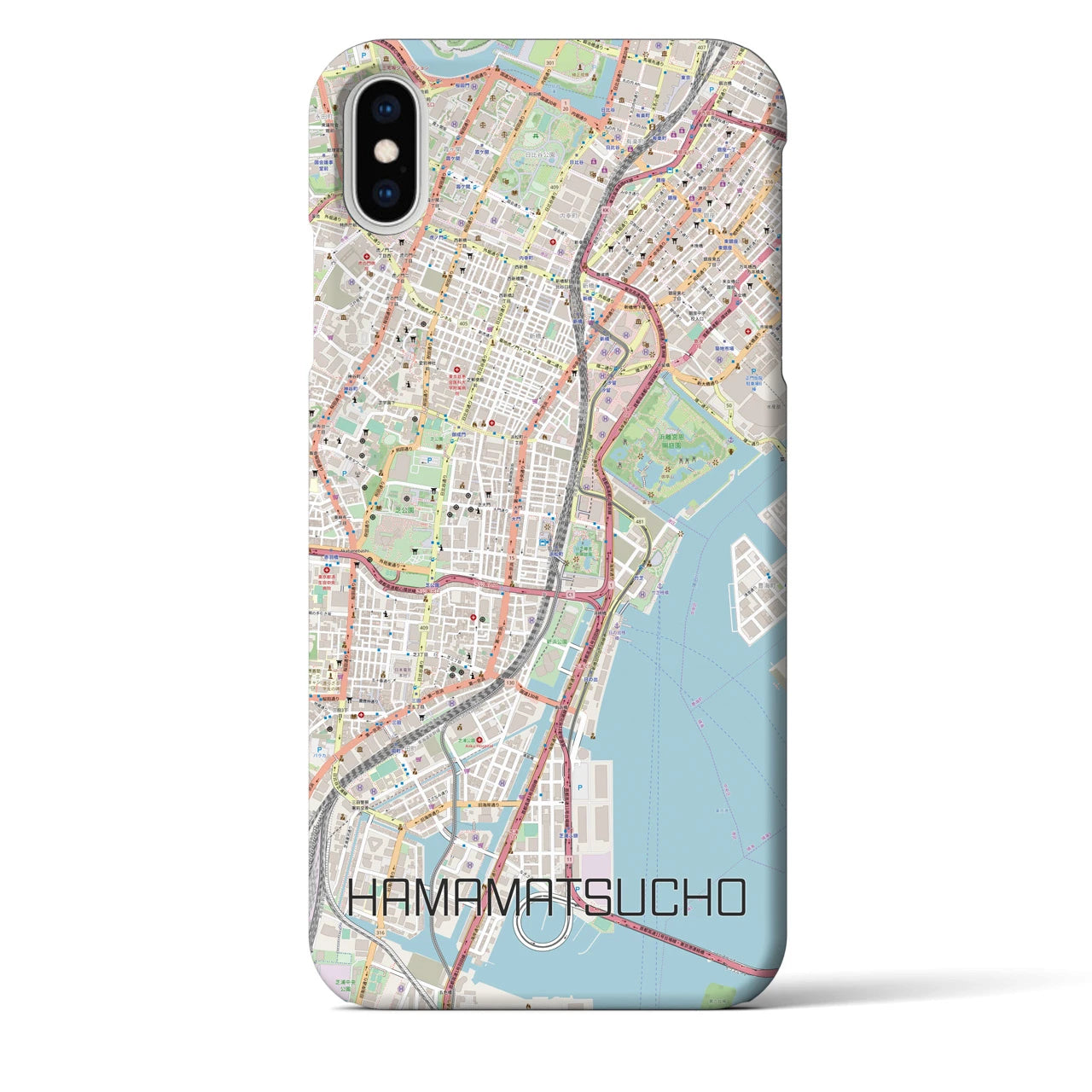 【浜松町】地図柄iPhoneケース（バックカバータイプ・ナチュラル）iPhone XS Max 用