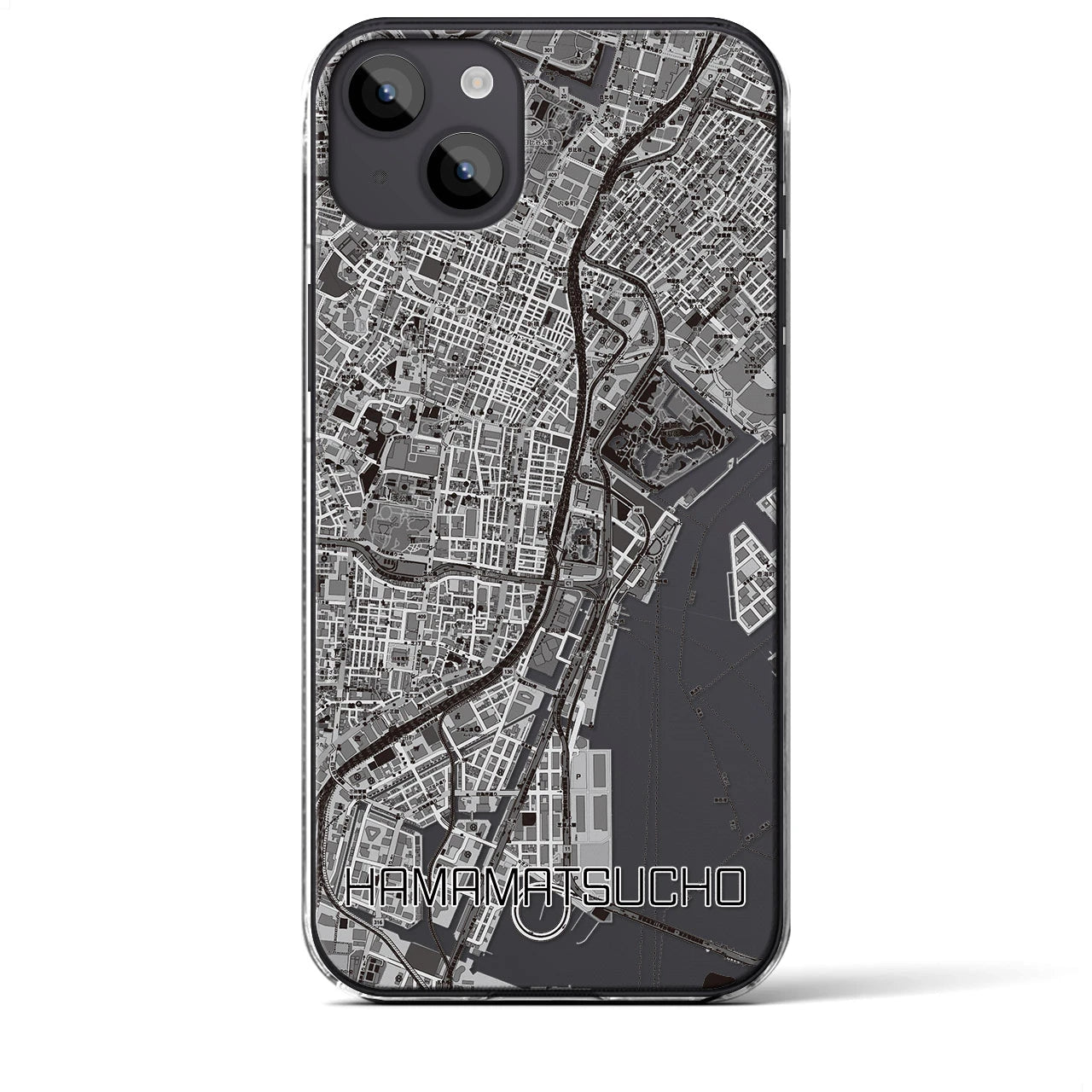 【浜松町】地図柄iPhoneケース（クリアタイプ・モノトーン）iPhone 14 Plus 用