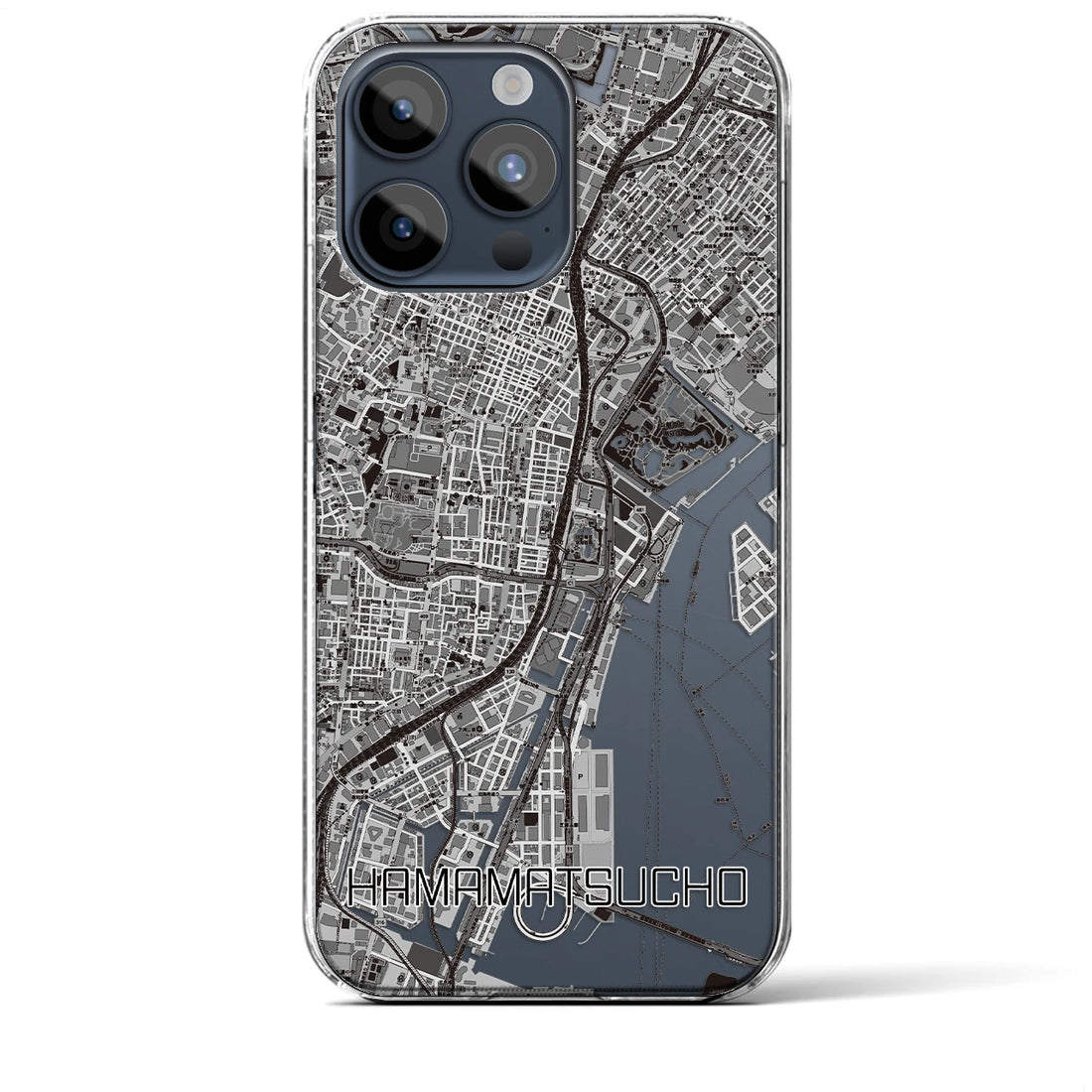 【浜松町】地図柄iPhoneケース（クリアタイプ・モノトーン）iPhone 15 Pro Max 用