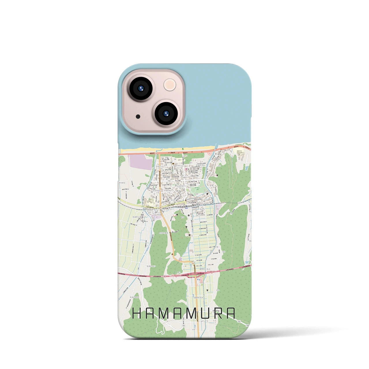 【浜村】地図柄iPhoneケース（バックカバータイプ・ナチュラル）iPhone 13 mini 用