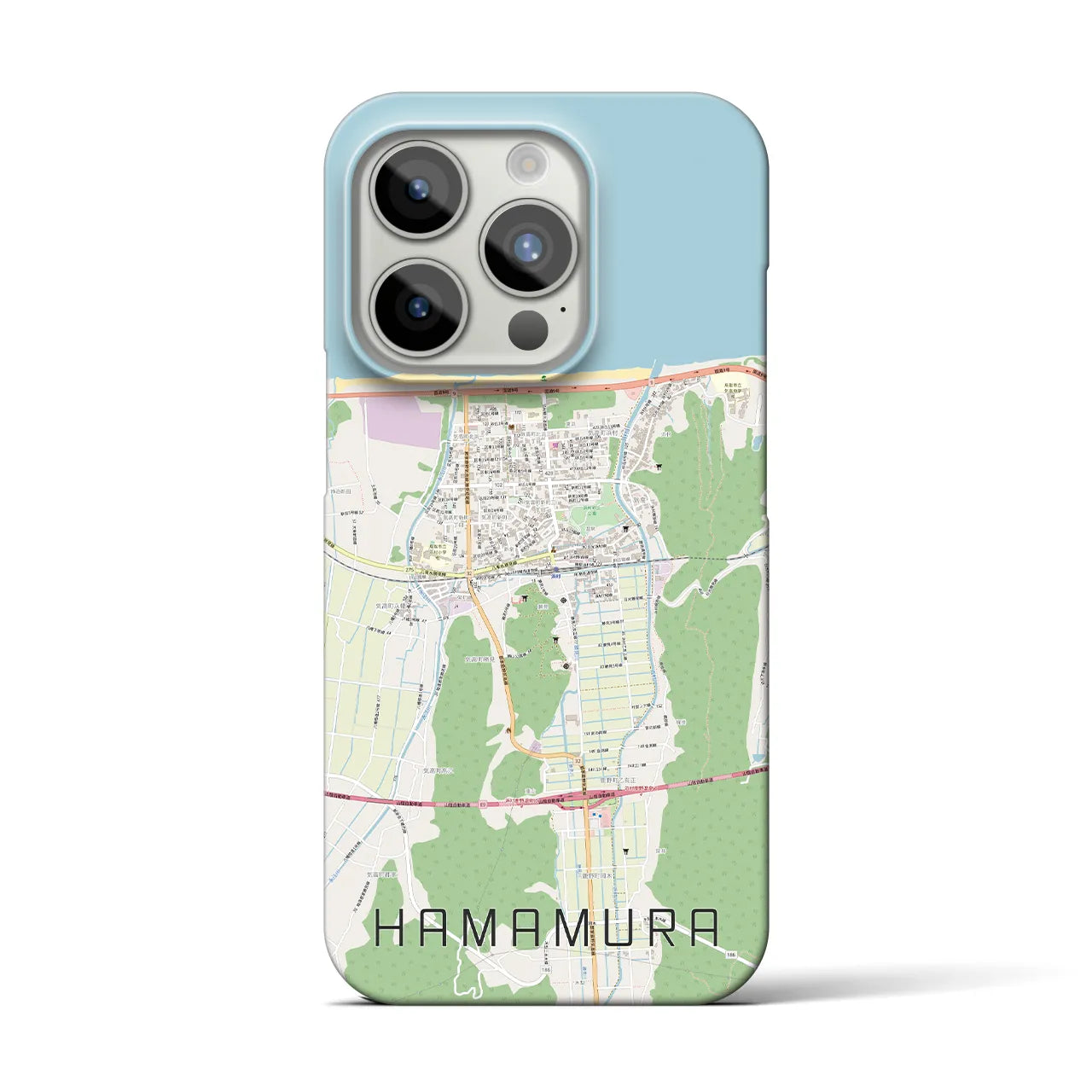 【浜村】地図柄iPhoneケース（バックカバータイプ・ナチュラル）iPhone 15 Pro 用
