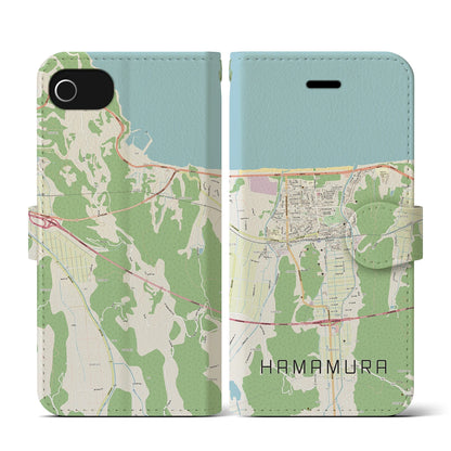 【浜村（鳥取県）】地図柄iPhoneケース（手帳タイプ）ナチュラル・iPhone SE（第3 / 第2世代） / 8 / 7 / 6s / 6 用