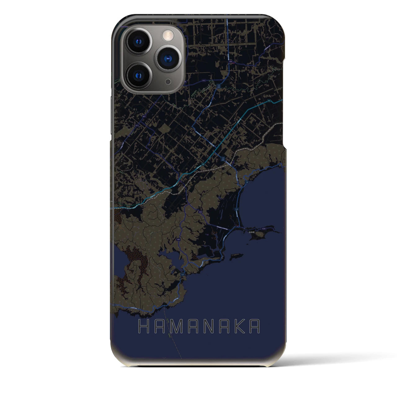 【浜中】地図柄iPhoneケース（バックカバータイプ・ブラック）iPhone 11 Pro Max 用