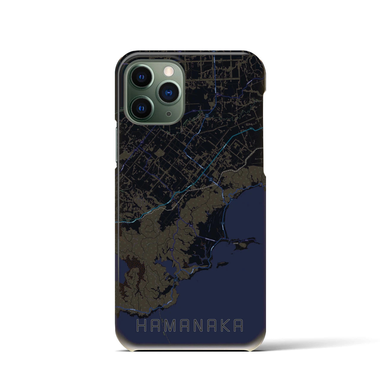 【浜中】地図柄iPhoneケース（バックカバータイプ・ブラック）iPhone 11 Pro 用