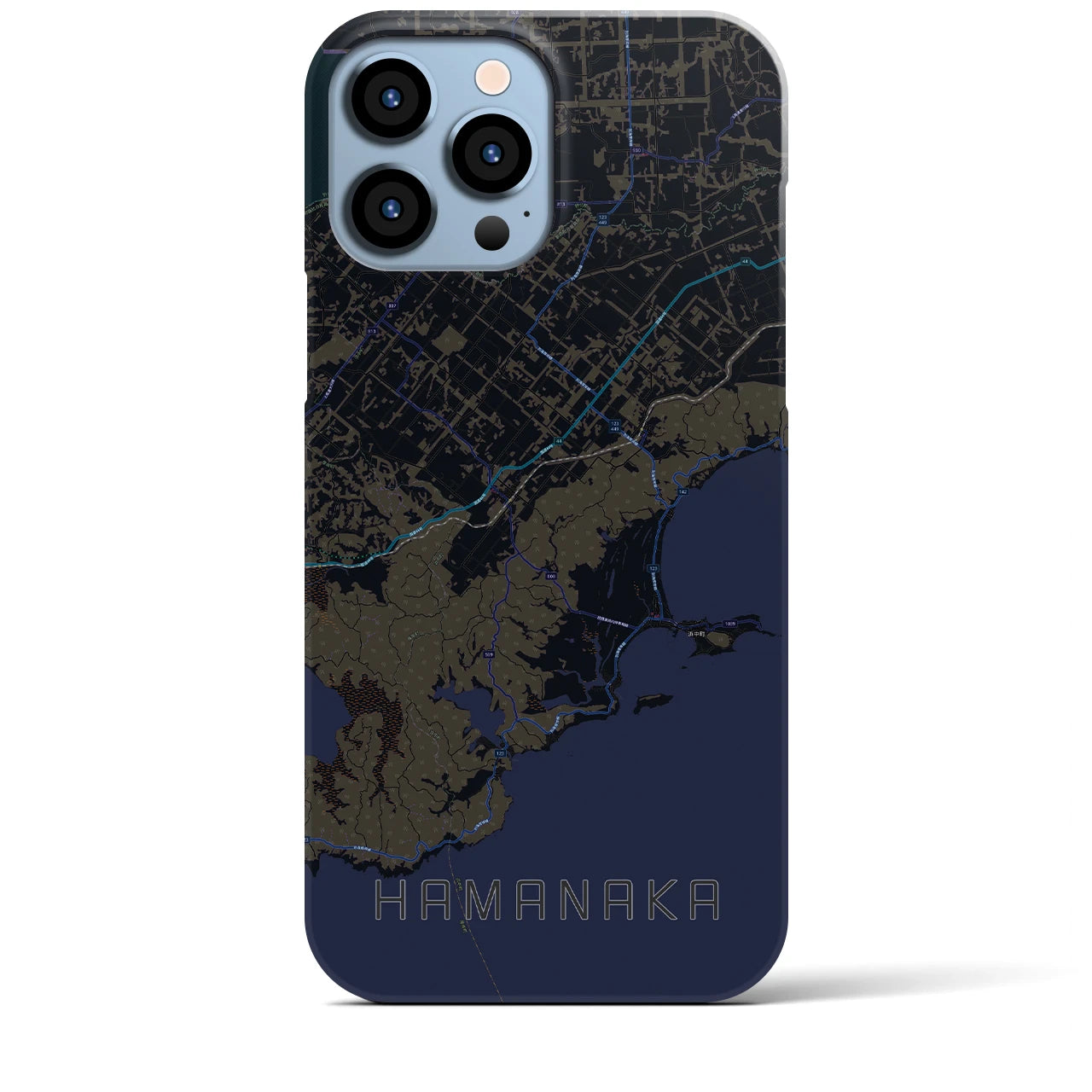 【浜中】地図柄iPhoneケース（バックカバータイプ・ブラック）iPhone 13 Pro Max 用