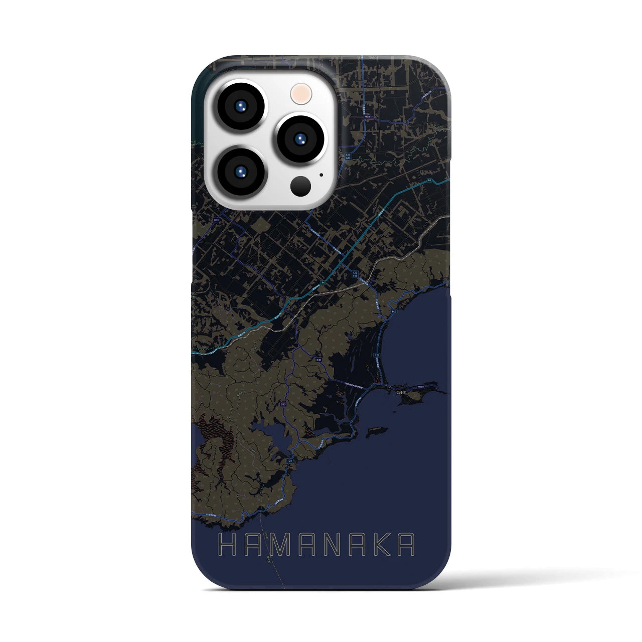 【浜中】地図柄iPhoneケース（バックカバータイプ・ブラック）iPhone 13 Pro 用