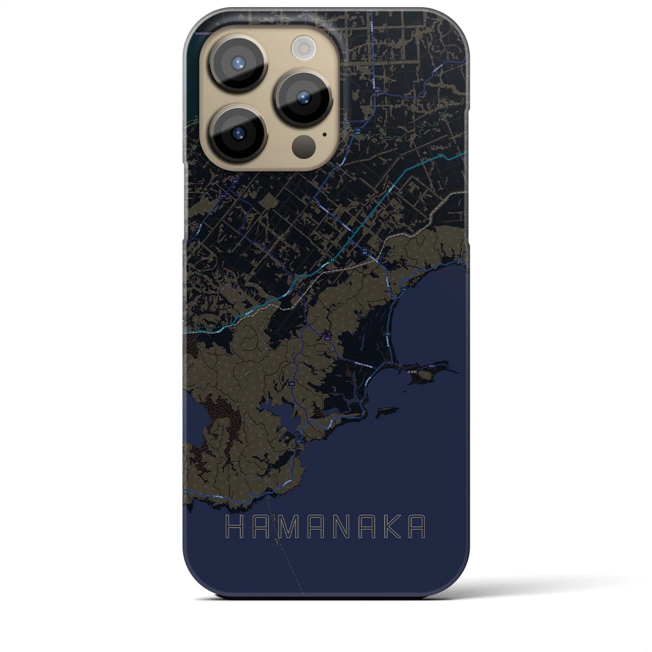 【浜中】地図柄iPhoneケース（バックカバータイプ・ブラック）iPhone 14 Pro Max 用