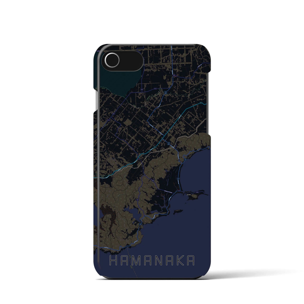 【浜中】地図柄iPhoneケース（バックカバータイプ・ブラック）iPhone SE（第3 / 第2世代） / 8 / 7 / 6s / 6 用
