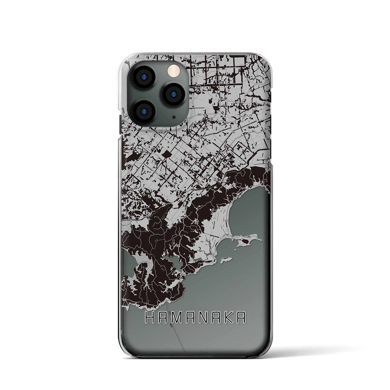【浜中】地図柄iPhoneケース（クリアタイプ・モノトーン）iPhone 11 Pro 用