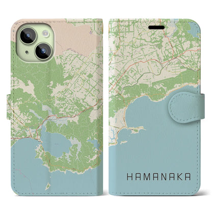 【浜中（北海道）】地図柄iPhoneケース（手帳タイプ）ナチュラル・iPhone 15 用