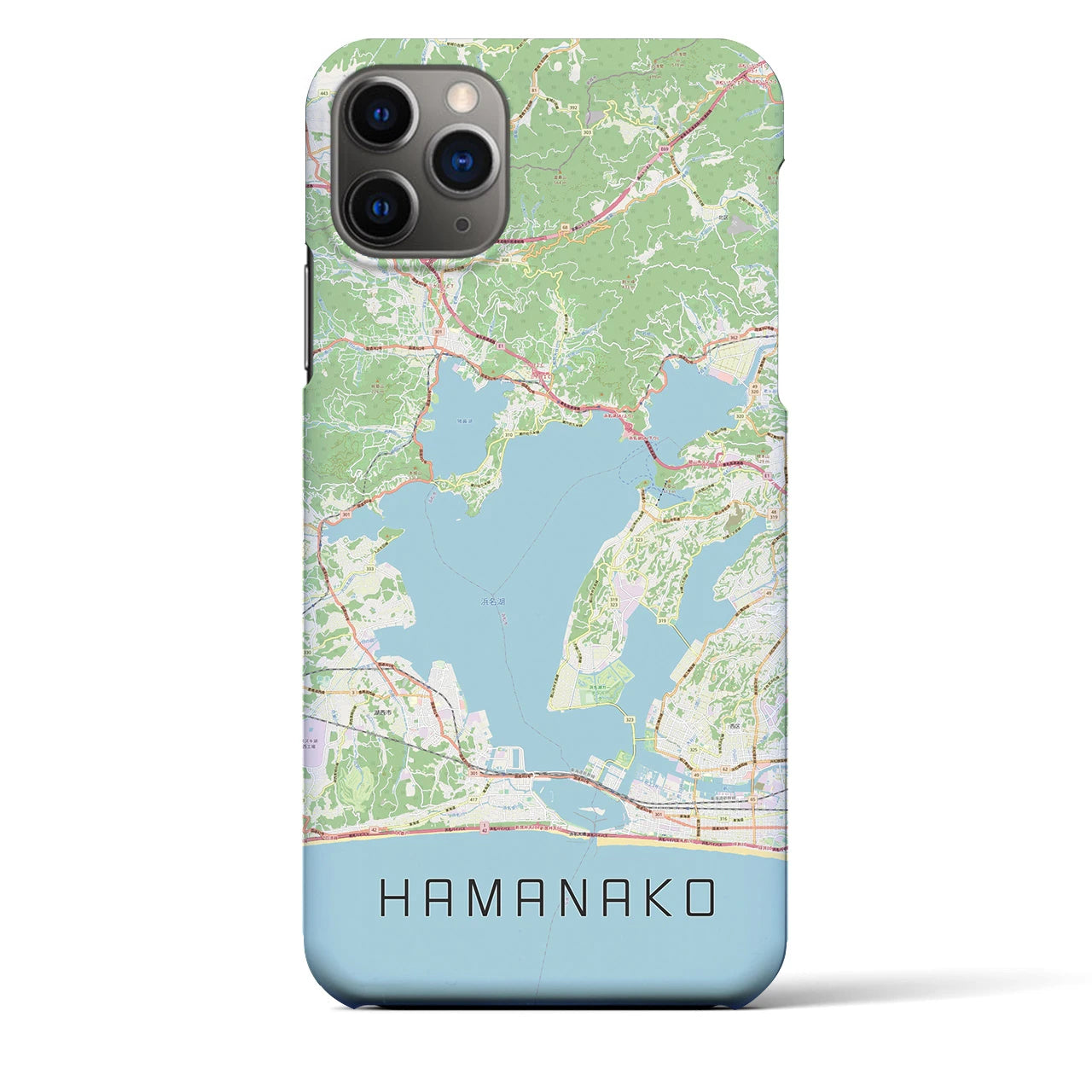 【浜名湖】地図柄iPhoneケース（バックカバータイプ・ナチュラル）iPhone 11 Pro Max 用