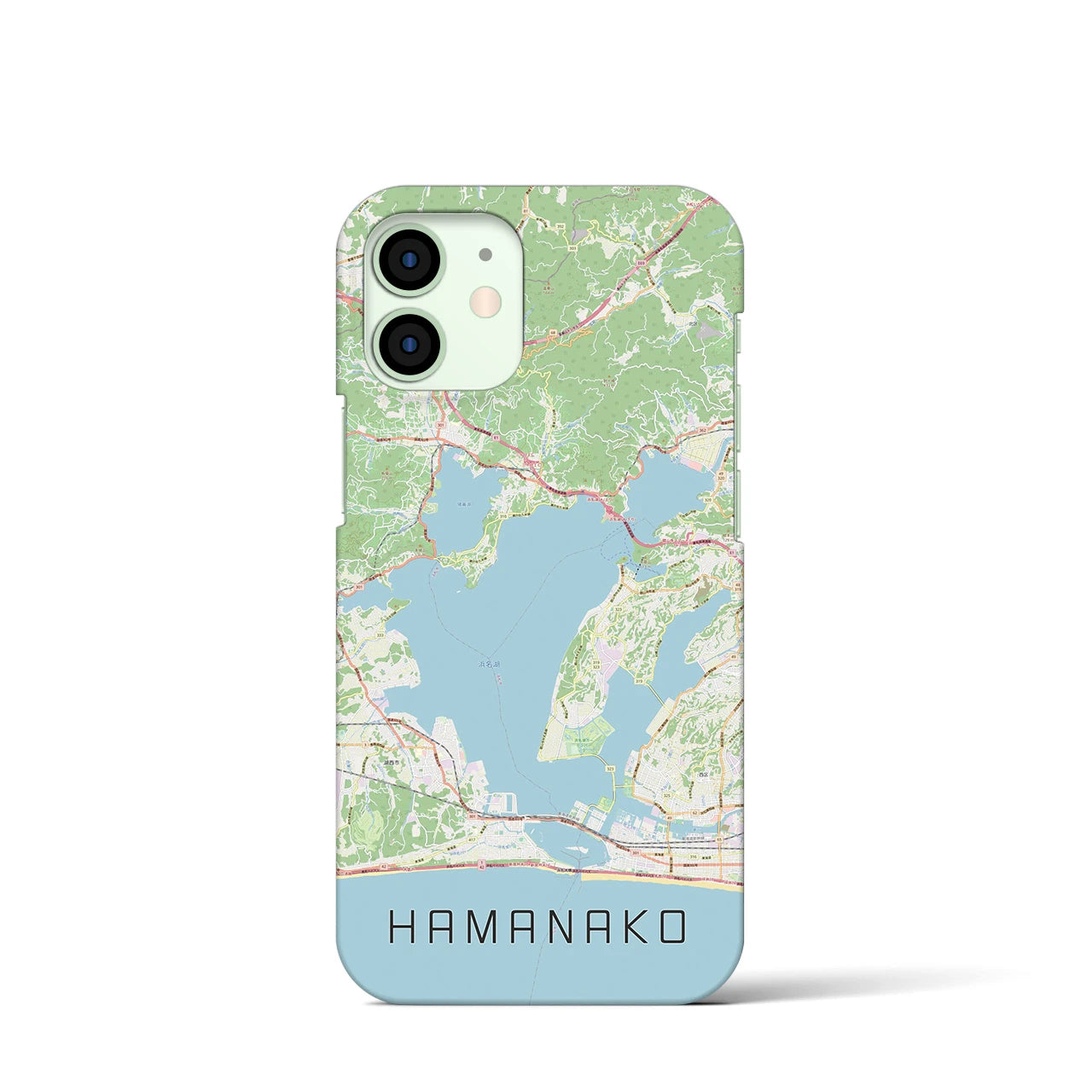 【浜名湖】地図柄iPhoneケース（バックカバータイプ・ナチュラル）iPhone 12 mini 用