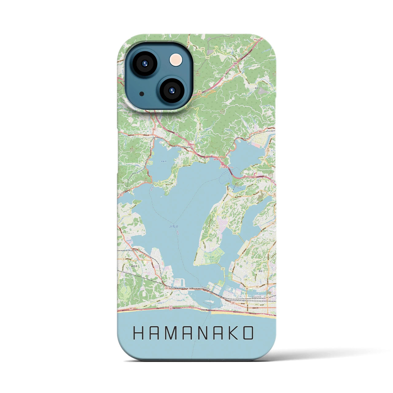 【浜名湖】地図柄iPhoneケース（バックカバータイプ・ナチュラル）iPhone 13 用