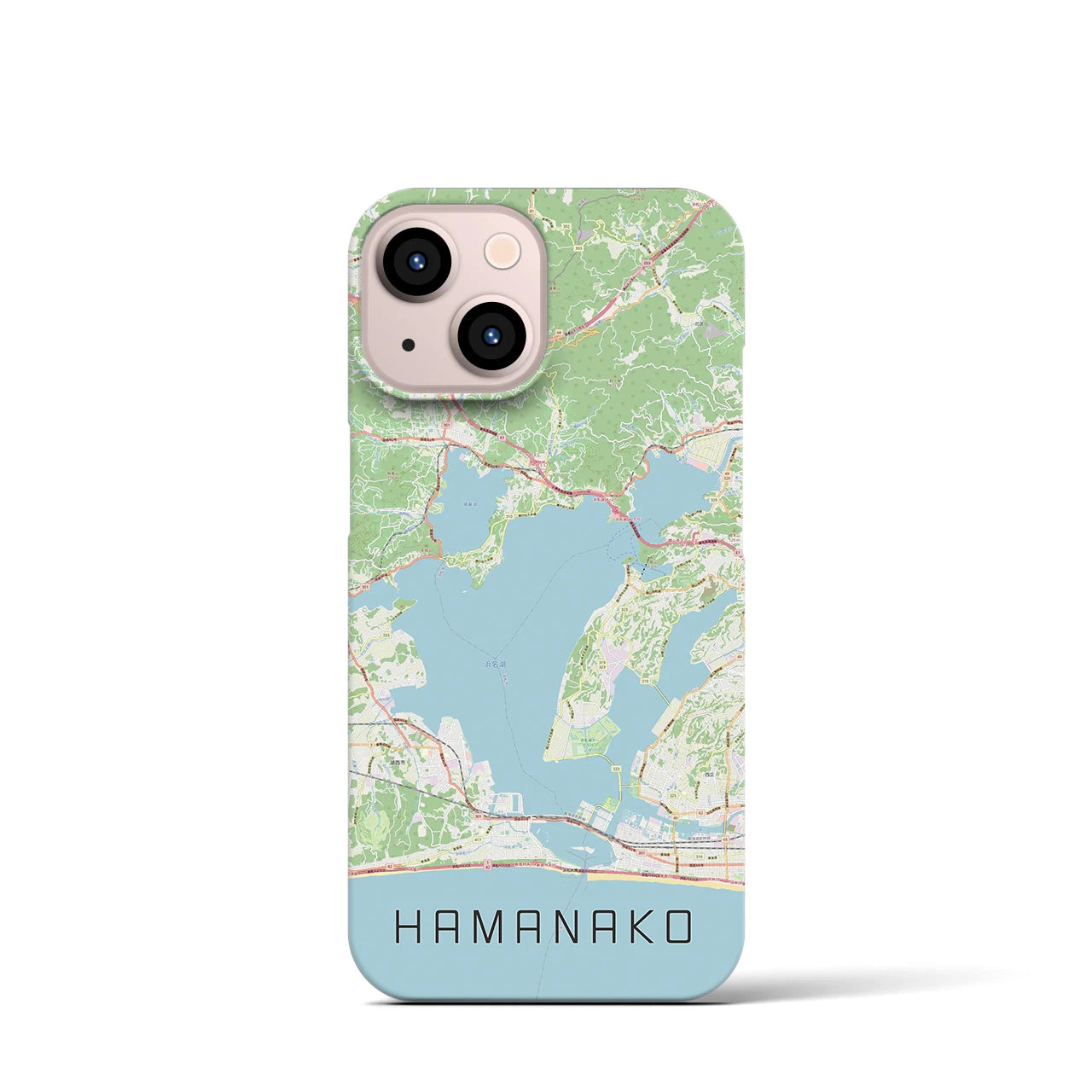 【浜名湖】地図柄iPhoneケース（バックカバータイプ・ナチュラル）iPhone 13 mini 用