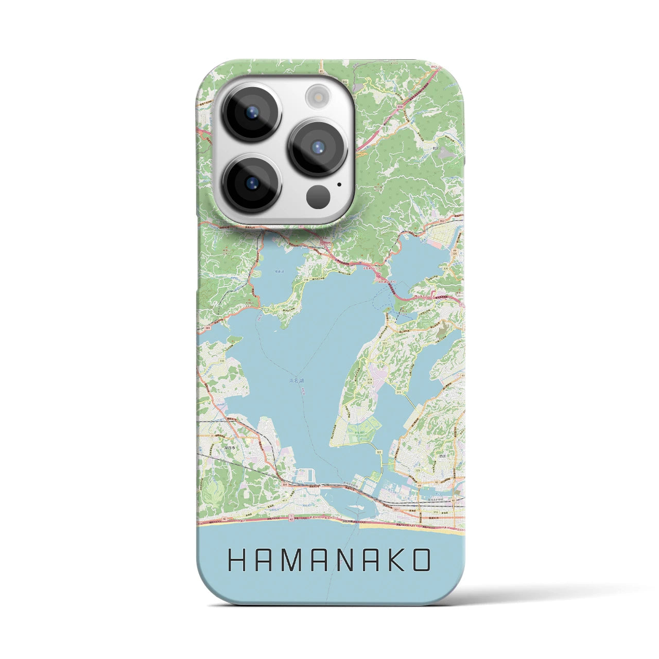 【浜名湖】地図柄iPhoneケース（バックカバータイプ・ナチュラル）iPhone 14 Pro 用