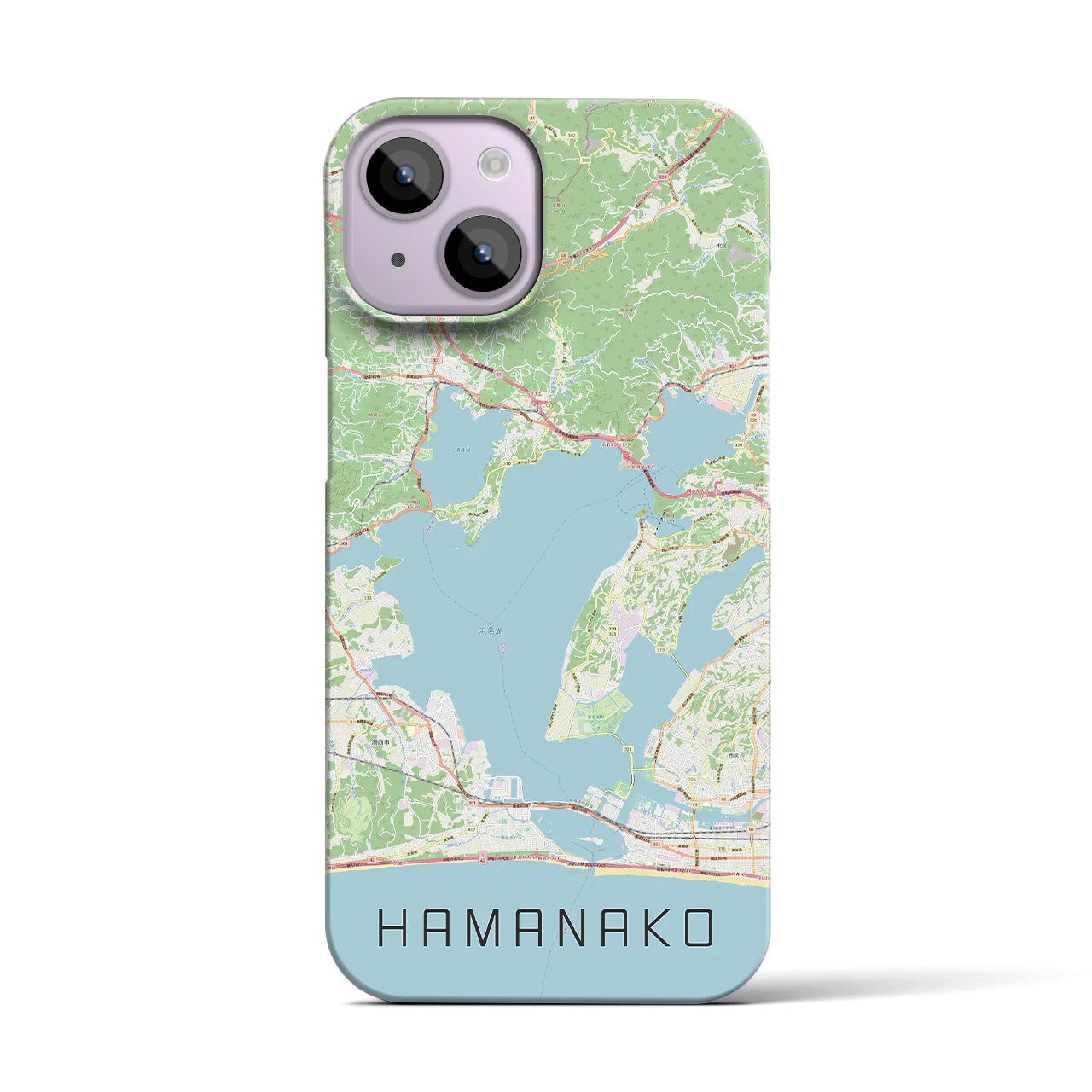 【浜名湖】地図柄iPhoneケース（バックカバータイプ・ナチュラル）iPhone 14 用