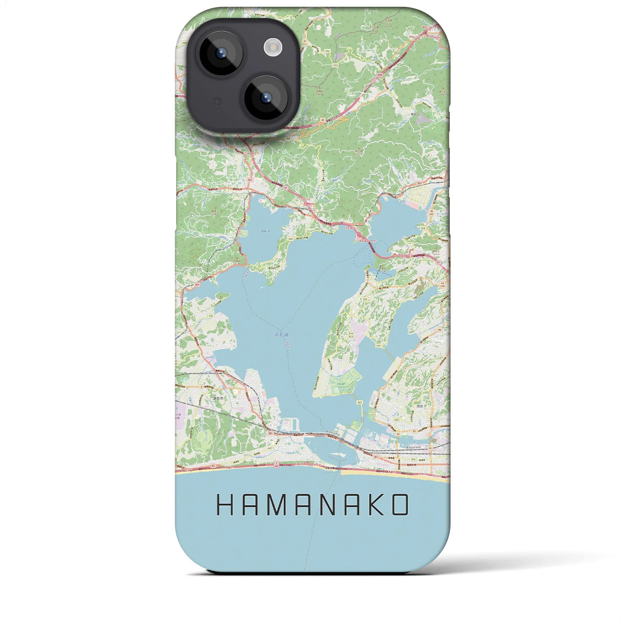 【浜名湖】地図柄iPhoneケース（バックカバータイプ・ナチュラル）iPhone 14 Plus 用