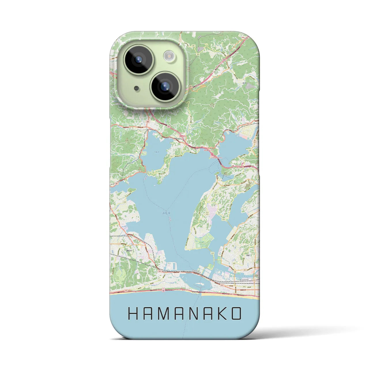 【浜名湖】地図柄iPhoneケース（バックカバータイプ・ナチュラル）iPhone 15 用