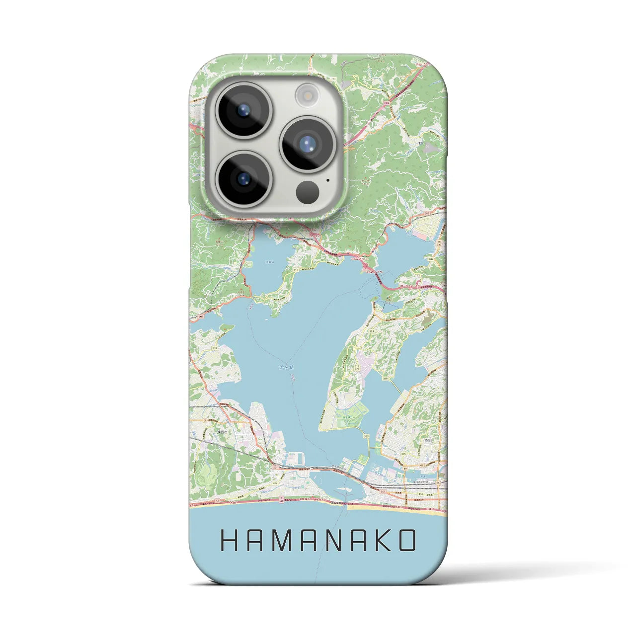 【浜名湖】地図柄iPhoneケース（バックカバータイプ・ナチュラル）iPhone 15 Pro 用