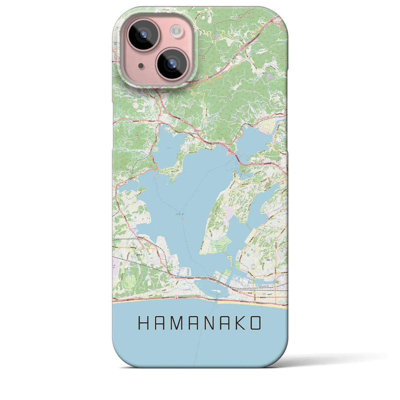 【浜名湖】地図柄iPhoneケース（バックカバータイプ・ナチュラル）iPhone 15 Plus 用