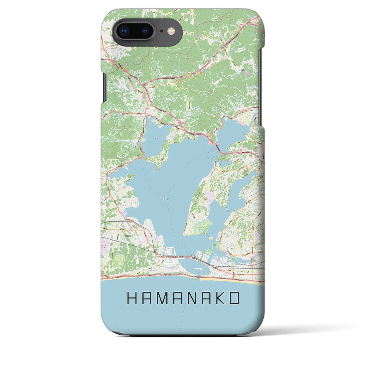 【浜名湖】地図柄iPhoneケース（バックカバータイプ・ナチュラル）iPhone 8Plus /7Plus / 6sPlus / 6Plus 用