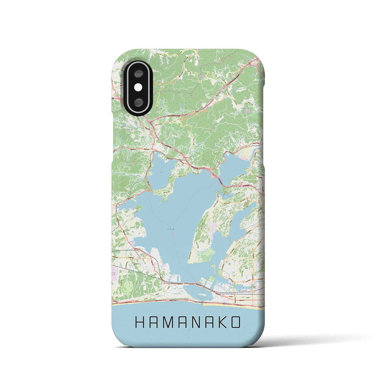 【浜名湖】地図柄iPhoneケース（バックカバータイプ・ナチュラル）iPhone XS / X 用