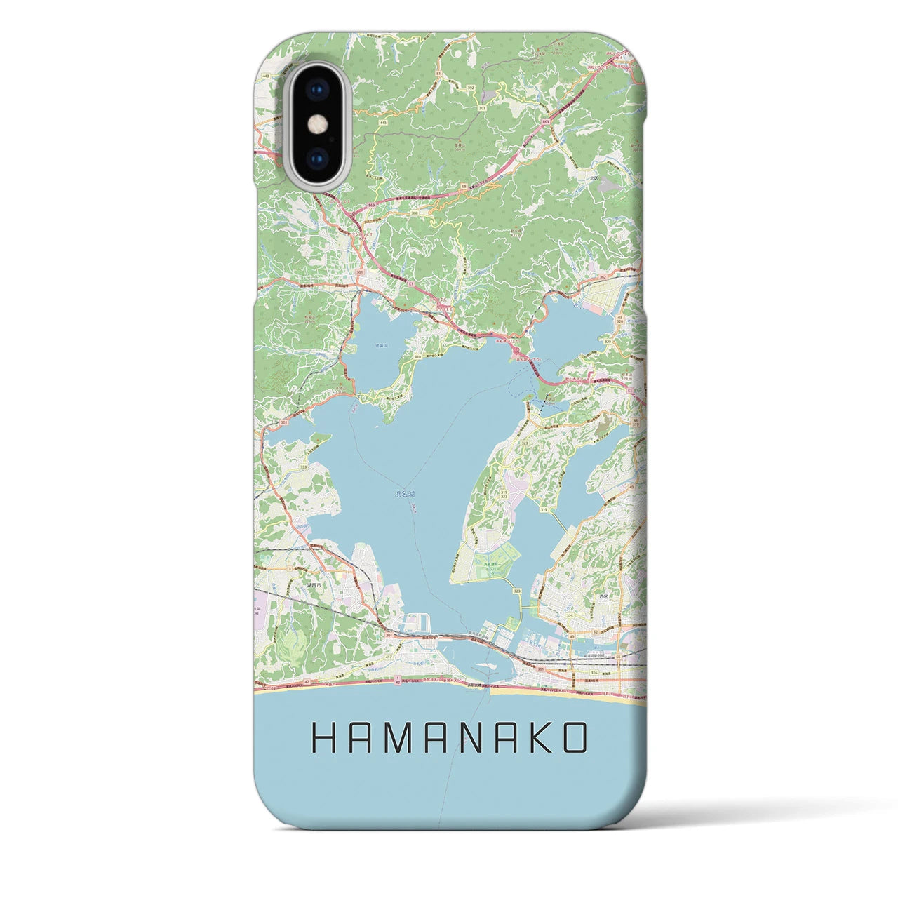 【浜名湖】地図柄iPhoneケース（バックカバータイプ・ナチュラル）iPhone XS Max 用