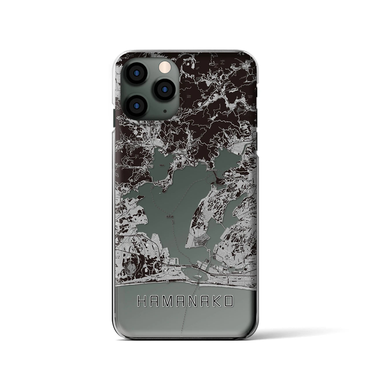 【浜名湖】地図柄iPhoneケース（クリアタイプ・モノトーン）iPhone 11 Pro 用
