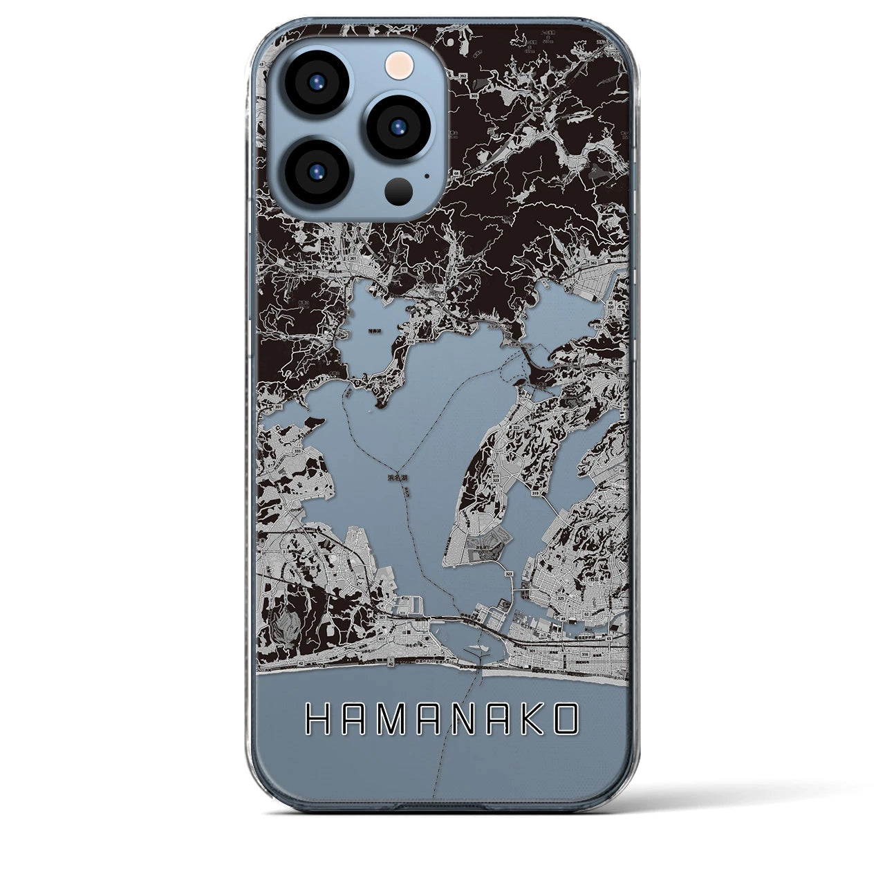 【浜名湖】地図柄iPhoneケース（クリアタイプ・モノトーン）iPhone 13 Pro Max 用