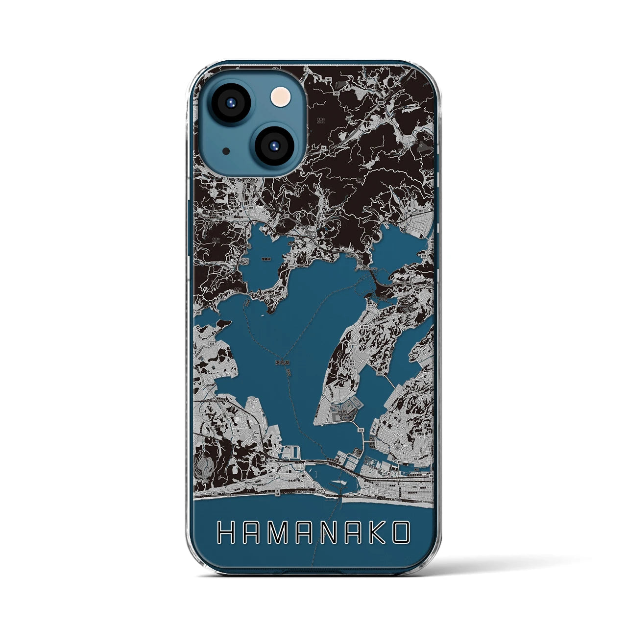 【浜名湖】地図柄iPhoneケース（クリアタイプ・モノトーン）iPhone 13 用
