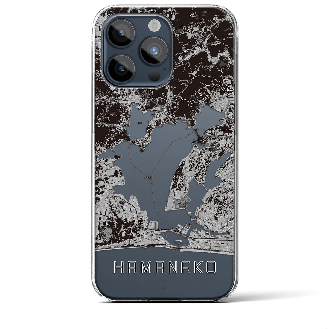 【浜名湖】地図柄iPhoneケース（クリアタイプ・モノトーン）iPhone 15 Pro Max 用