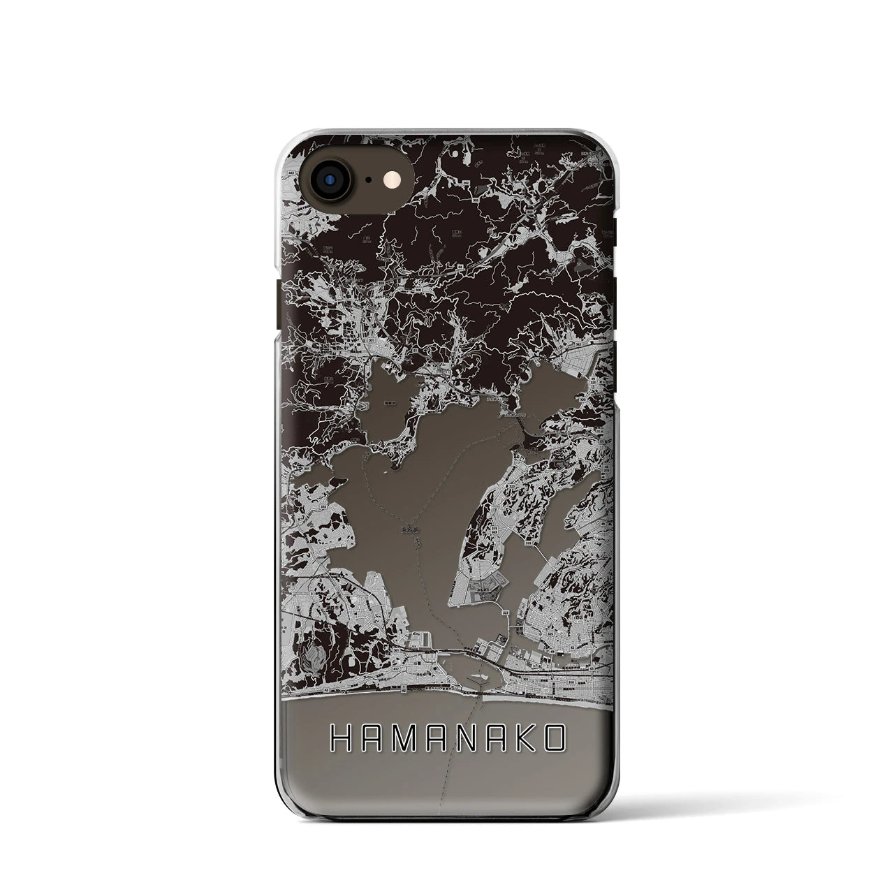 【浜名湖】地図柄iPhoneケース（クリアタイプ・モノトーン）iPhone SE（第3 / 第2世代） / 8 / 7 / 6s / 6 用
