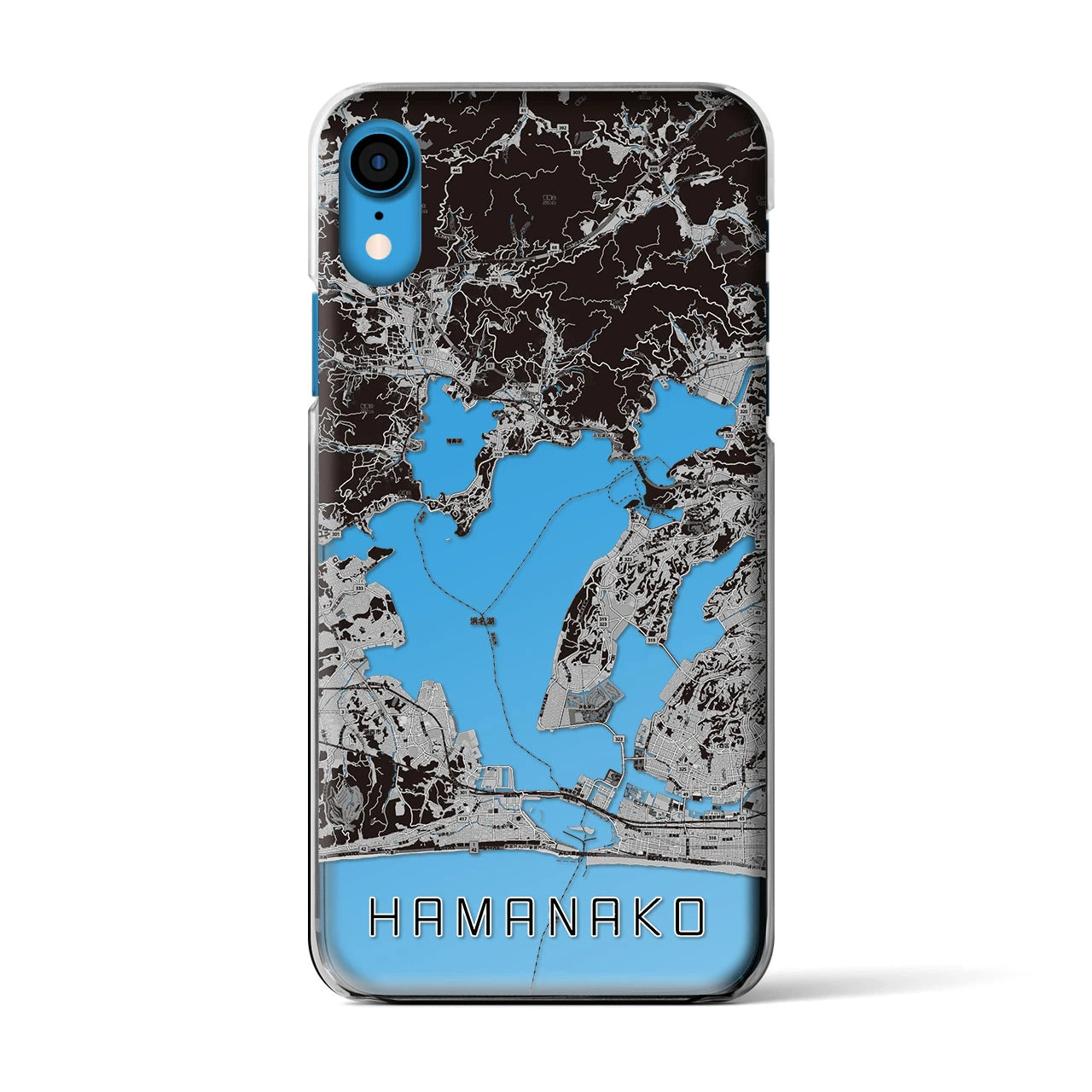 【浜名湖】地図柄iPhoneケース（クリアタイプ・モノトーン）iPhone XR 用