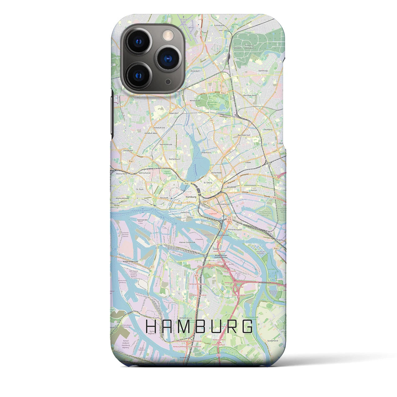 【ハンブルク】地図柄iPhoneケース（バックカバータイプ・ナチュラル）iPhone 11 Pro Max 用