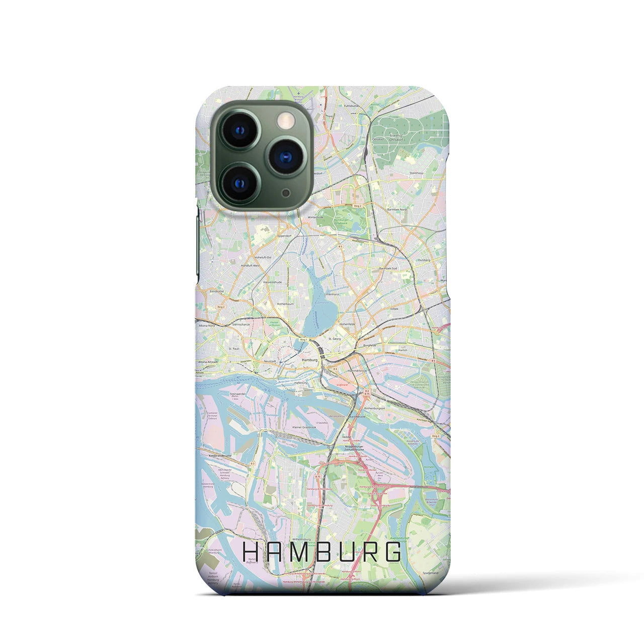 【ハンブルク】地図柄iPhoneケース（バックカバータイプ・ナチュラル）iPhone 11 Pro 用