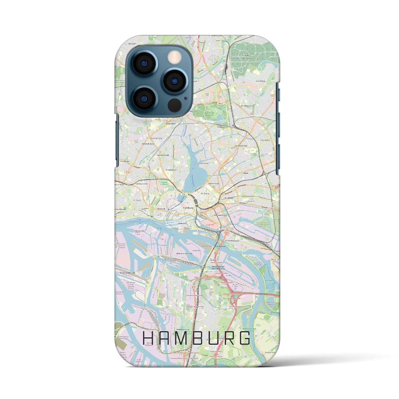 【ハンブルク】地図柄iPhoneケース（バックカバータイプ・ナチュラル）iPhone 12 / 12 Pro 用