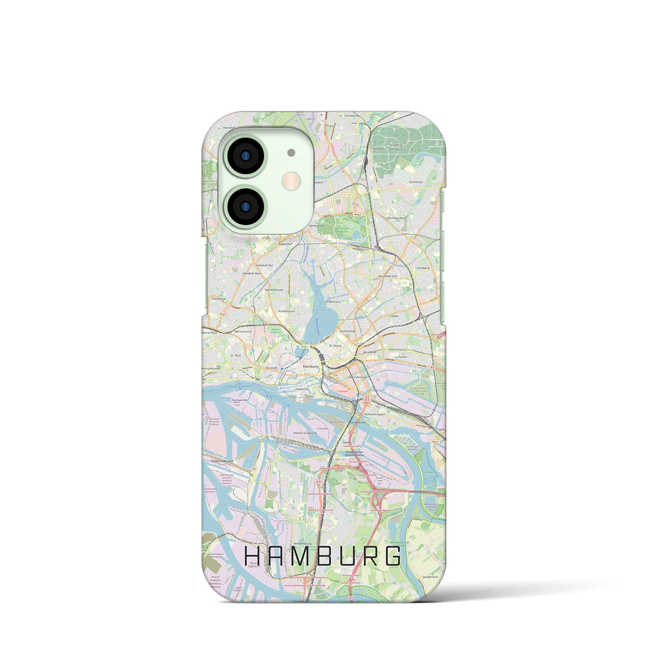 【ハンブルク】地図柄iPhoneケース（バックカバータイプ・ナチュラル）iPhone 12 mini 用