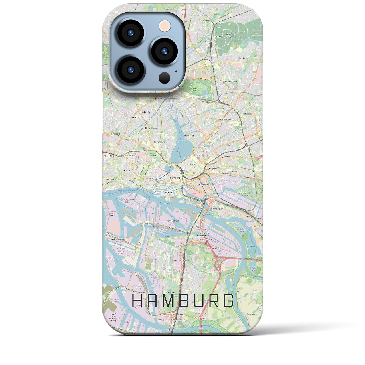 【ハンブルク】地図柄iPhoneケース（バックカバータイプ・ナチュラル）iPhone 13 Pro Max 用