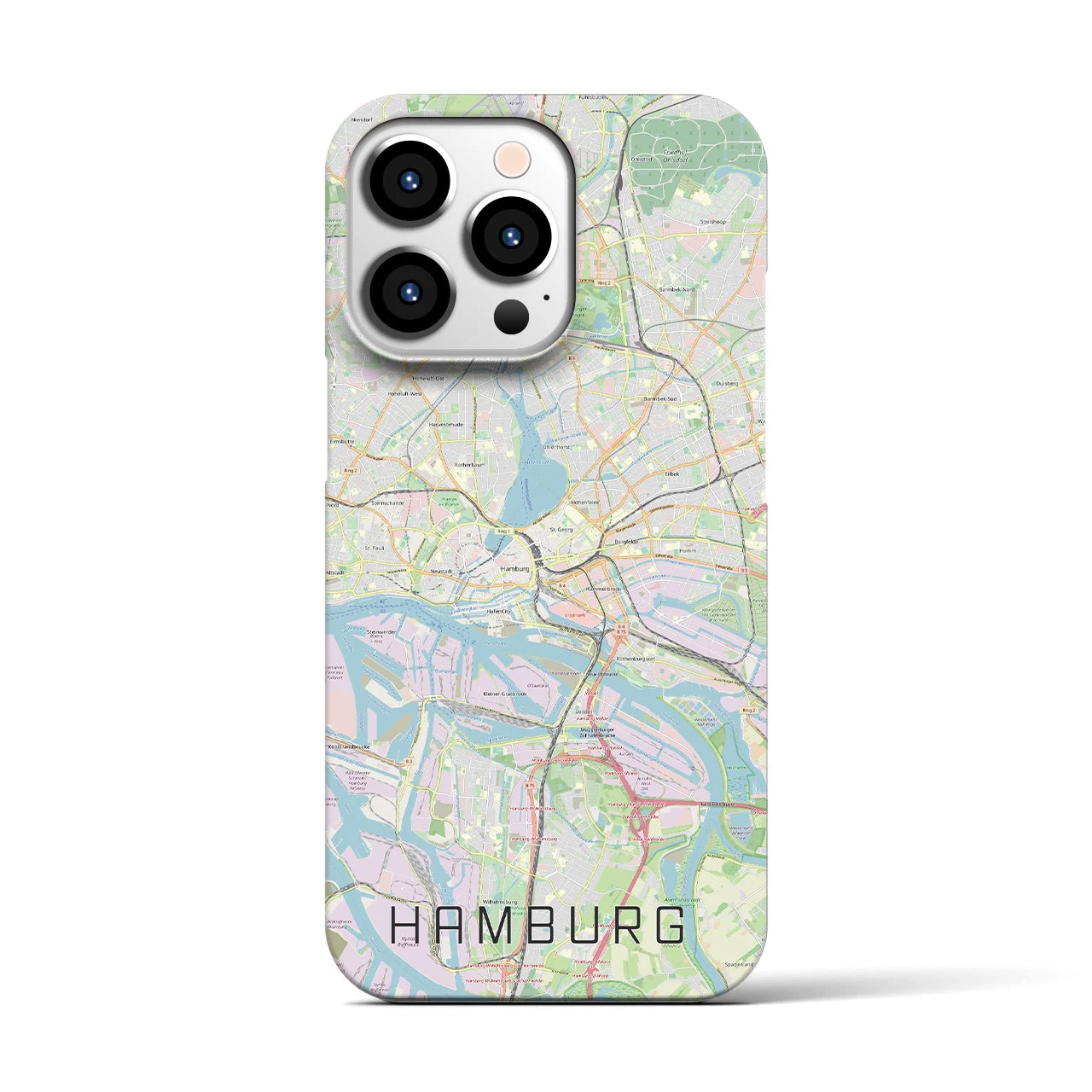 【ハンブルク】地図柄iPhoneケース（バックカバータイプ・ナチュラル）iPhone 13 Pro 用