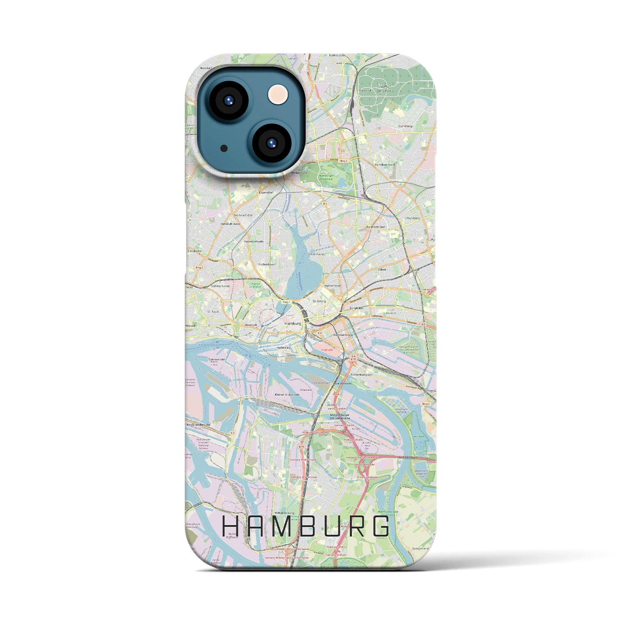 【ハンブルク】地図柄iPhoneケース（バックカバータイプ・ナチュラル）iPhone 13 用