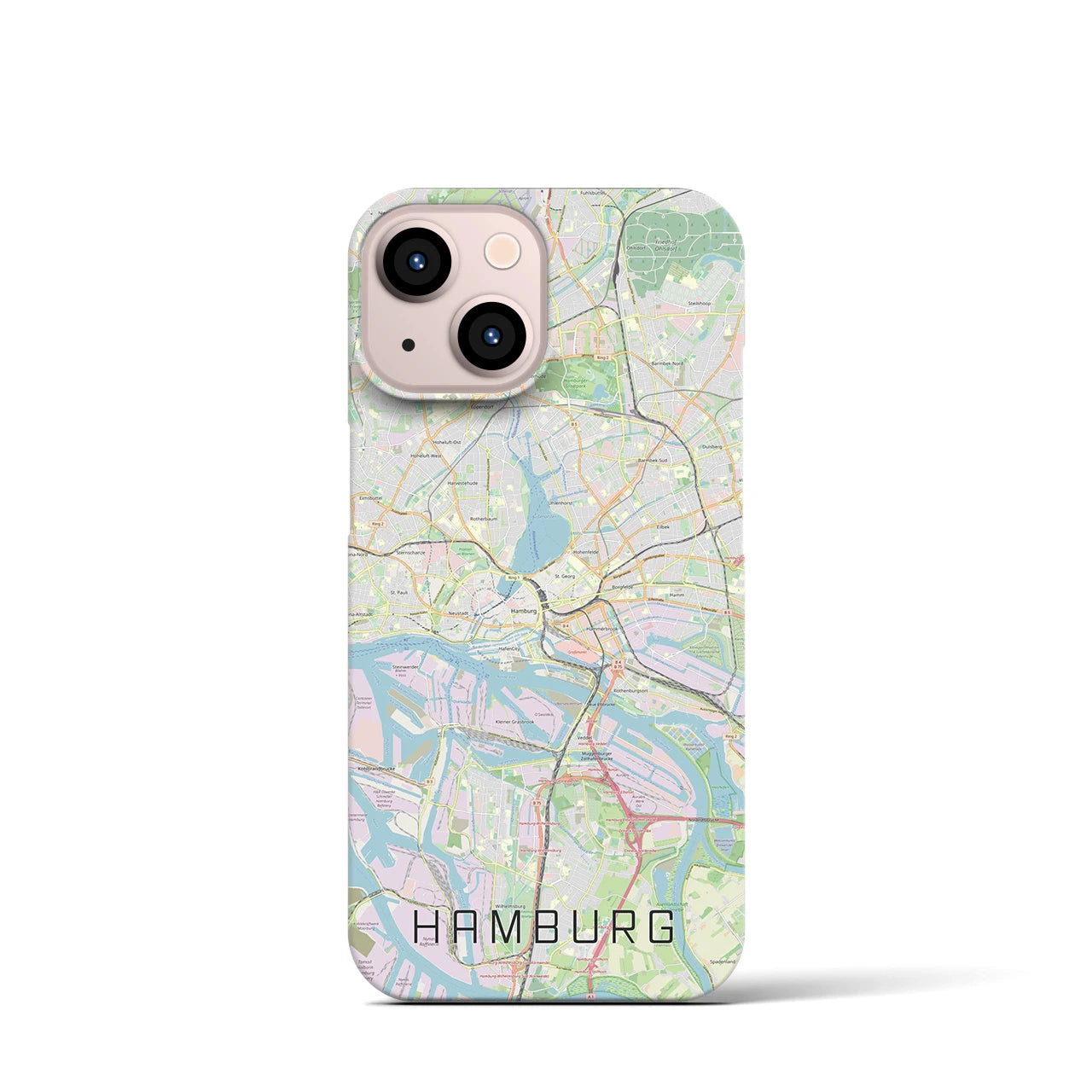 【ハンブルク】地図柄iPhoneケース（バックカバータイプ・ナチュラル）iPhone 13 mini 用