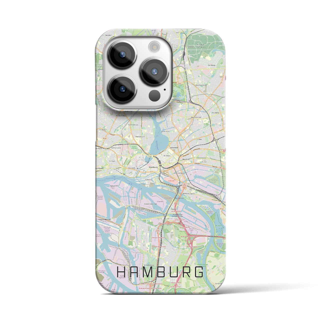【ハンブルク】地図柄iPhoneケース（バックカバータイプ・ナチュラル）iPhone 14 Pro 用