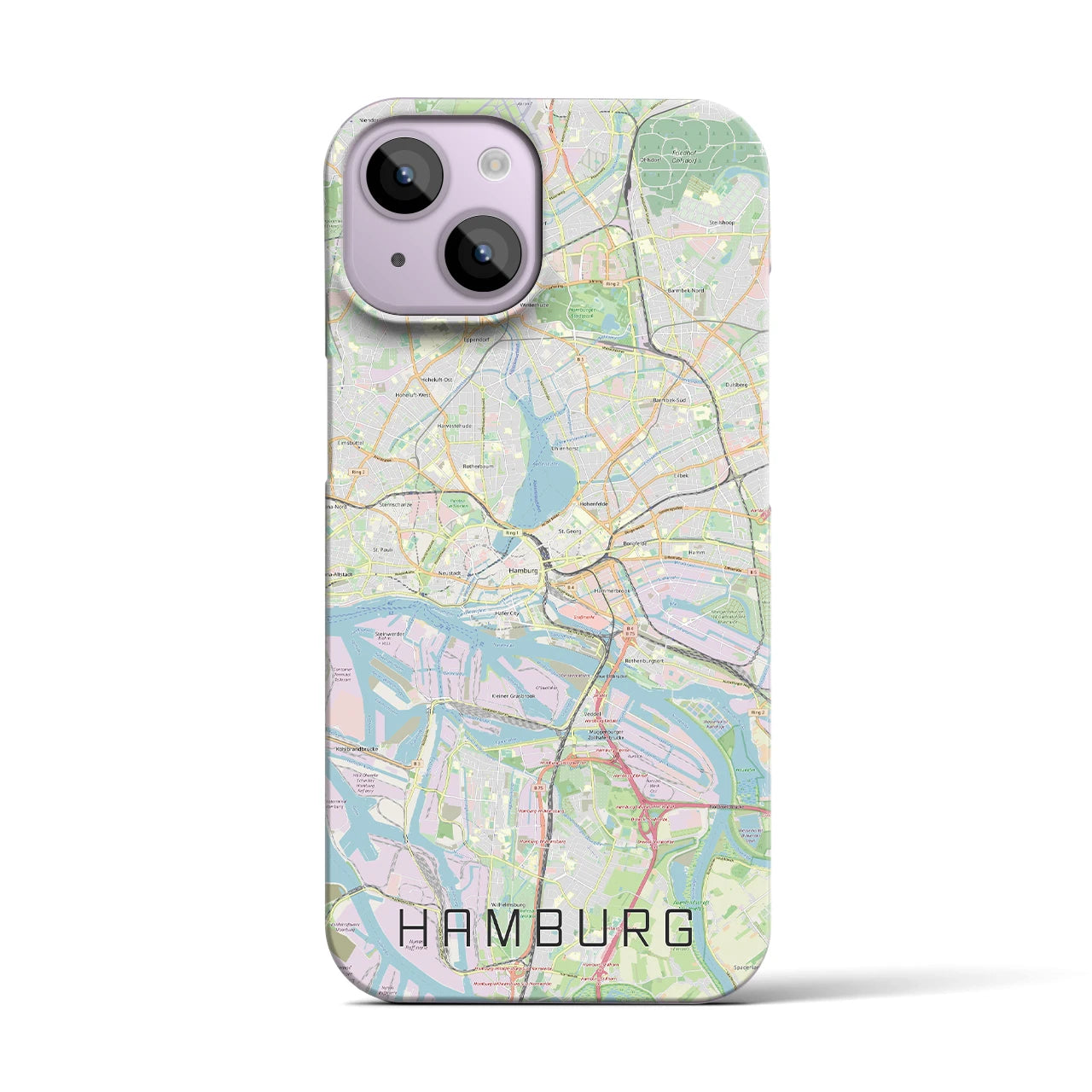 【ハンブルク】地図柄iPhoneケース（バックカバータイプ・ナチュラル）iPhone 14 用