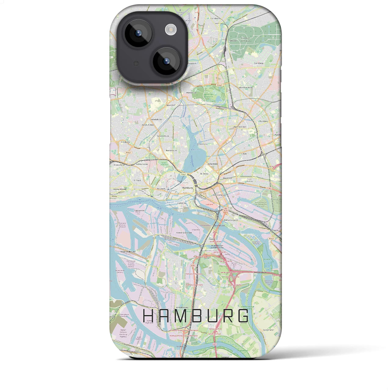 【ハンブルク】地図柄iPhoneケース（バックカバータイプ・ナチュラル）iPhone 14 Plus 用